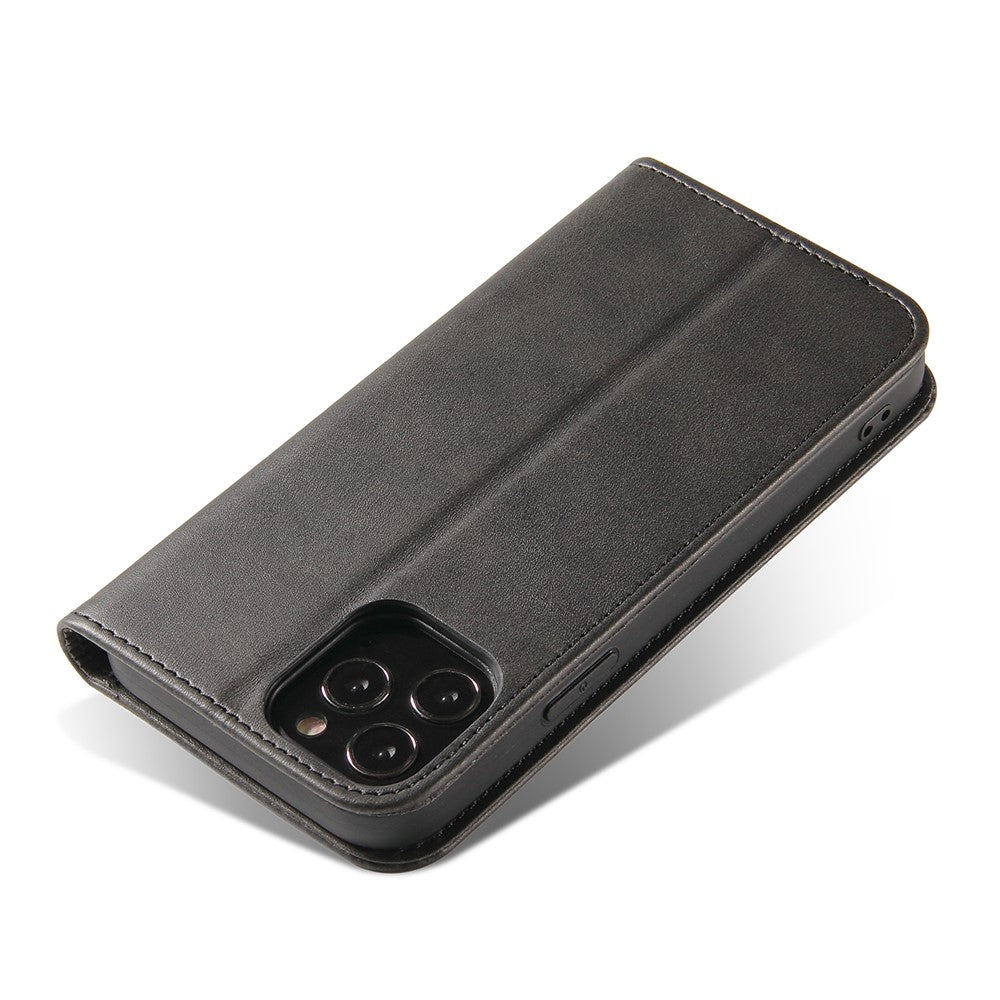For iPhone 11 Pro Max 6.5 inch Calf Texture Phone Shell Wallet Phone Cover Auto-absorbed Leather Stand Case