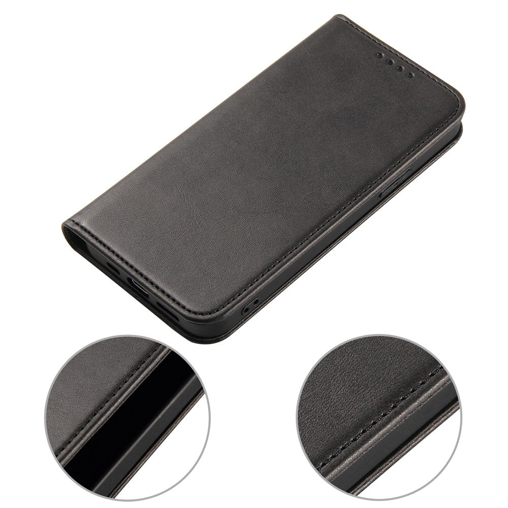 For iPhone 11 Pro Max 6.5 inch Calf Texture Phone Shell Wallet Phone Cover Auto-absorbed Leather Stand Case