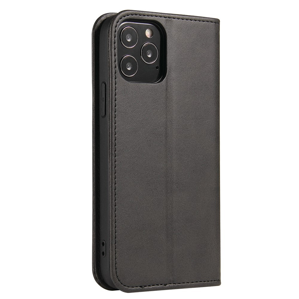 For iPhone 11 Pro Max 6.5 inch Calf Texture Phone Shell Wallet Phone Cover Auto-absorbed Leather Stand Case