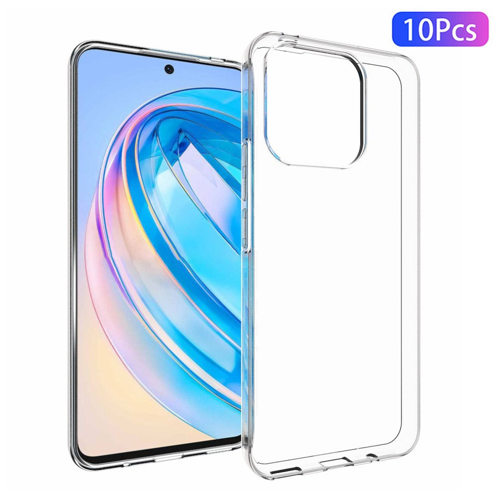 10 stk/pakke Anti-fald TPU telefoncover til Honor X8a 4G, indvendigt vandmærkefrit gennemsigtigt anti-ridse telefonbagcover