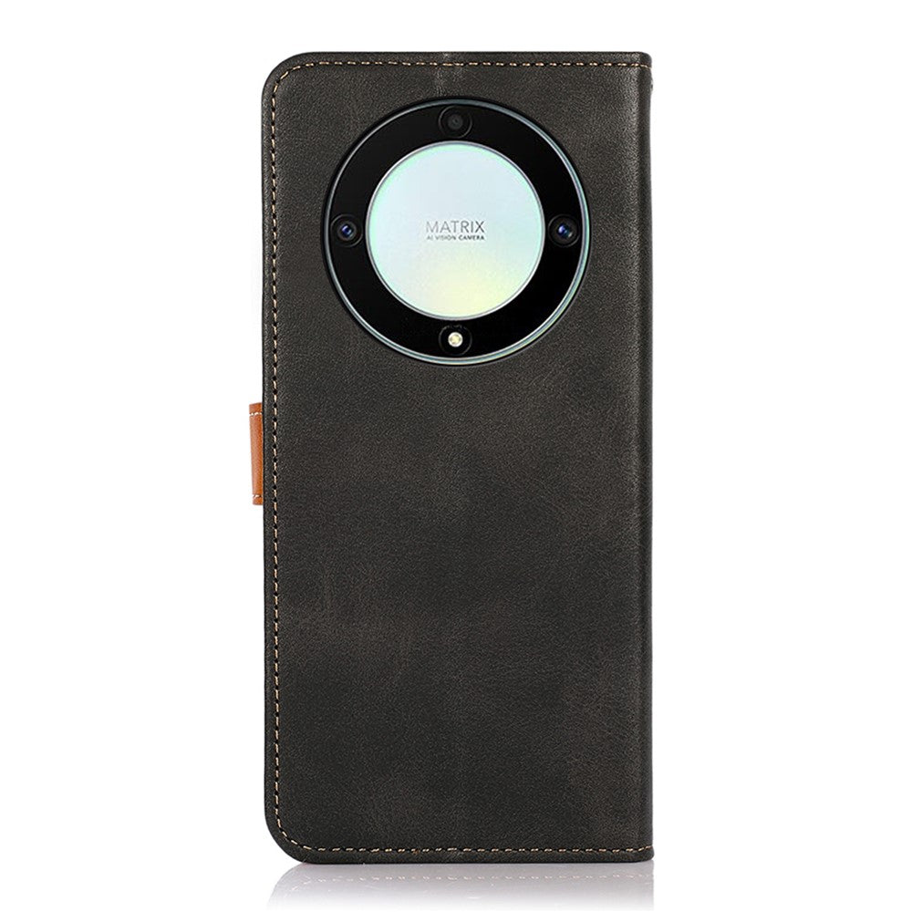 KHAZNEH For Honor X9a 5G / X40 5G / Magic5 Lite 5G Gold Button PU Leather Cowhide Texture Phone Stand Case Wallet Cover