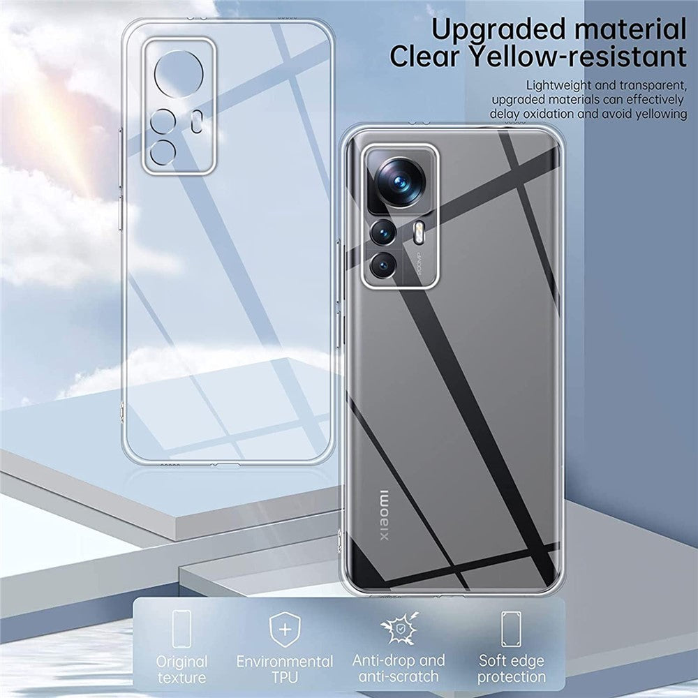 Transparent TPU Case for Xiaomi 12T Pro 5G , Anti-fingerprint Phone Protective Cover