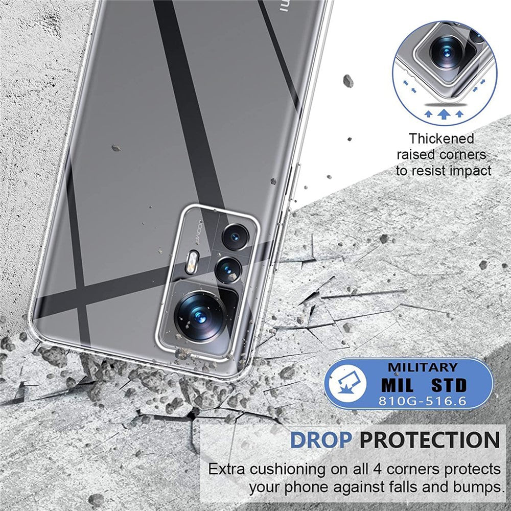 Transparent TPU-skal för Xiaomi 12T Pro 5G, Anti-fingeravtrycksskyddande mobilskydd
