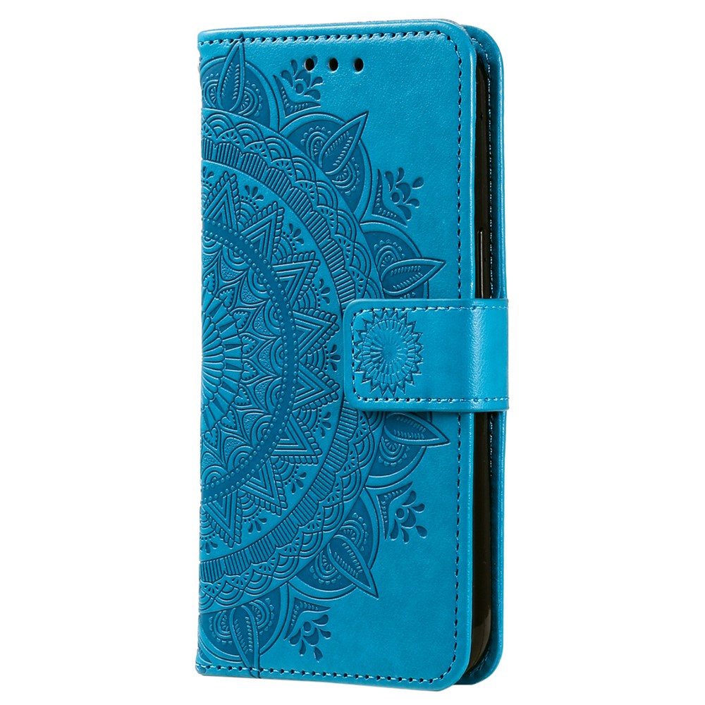 For Samsung Galaxy A24 4G (162.1 x 77.6 x 8.3mm) PU Leather Wallet Phone Case Imprinted Mandala Flower Pattern Stand Cover