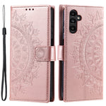 For Samsung Galaxy A24 4G (162.1 x 77.6 x 8.3mm) PU Leather Wallet Phone Case Imprinted Mandala Flower Pattern Stand Cover