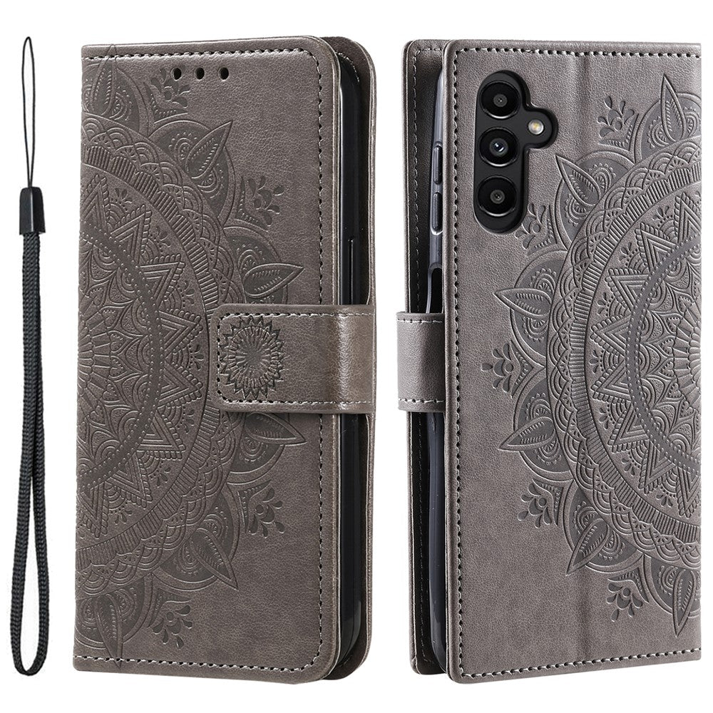 For Samsung Galaxy A24 4G (162.1 x 77.6 x 8.3mm) PU Leather Wallet Phone Case Imprinted Mandala Flower Pattern Stand Cover