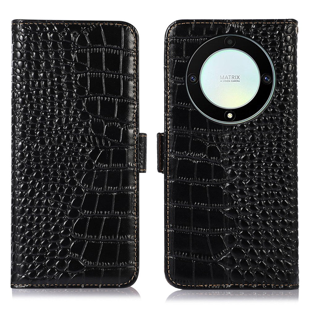For Honor X9a 5G / X40 5G / Magic5 Lite 5G RFID Blocking Wallet Phone Cover Genuine Cowhide Leather Stand Case