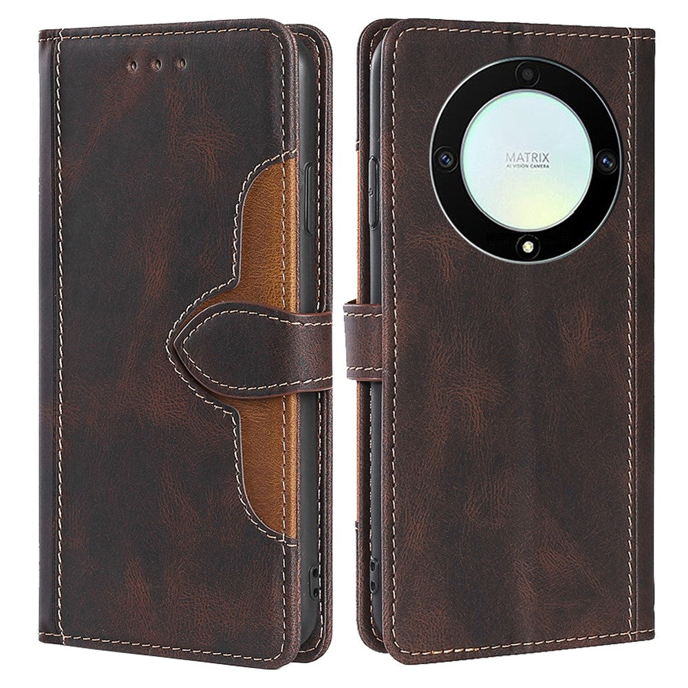 For Honor X40 5G Shockproof Phone Stand Cover Straw Hat Design PU Leather Wallet Case