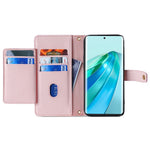 Phone Case for Honor X9a 5G / X40 5G / Magic5 Lite 5G PU Leather Zipper Pocket Card Slots Phone Cover with Straps