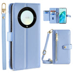Phone Case for Honor X9a 5G / X40 5G / Magic5 Lite 5G PU Leather Zipper Pocket Card Slots Phone Cover with Straps