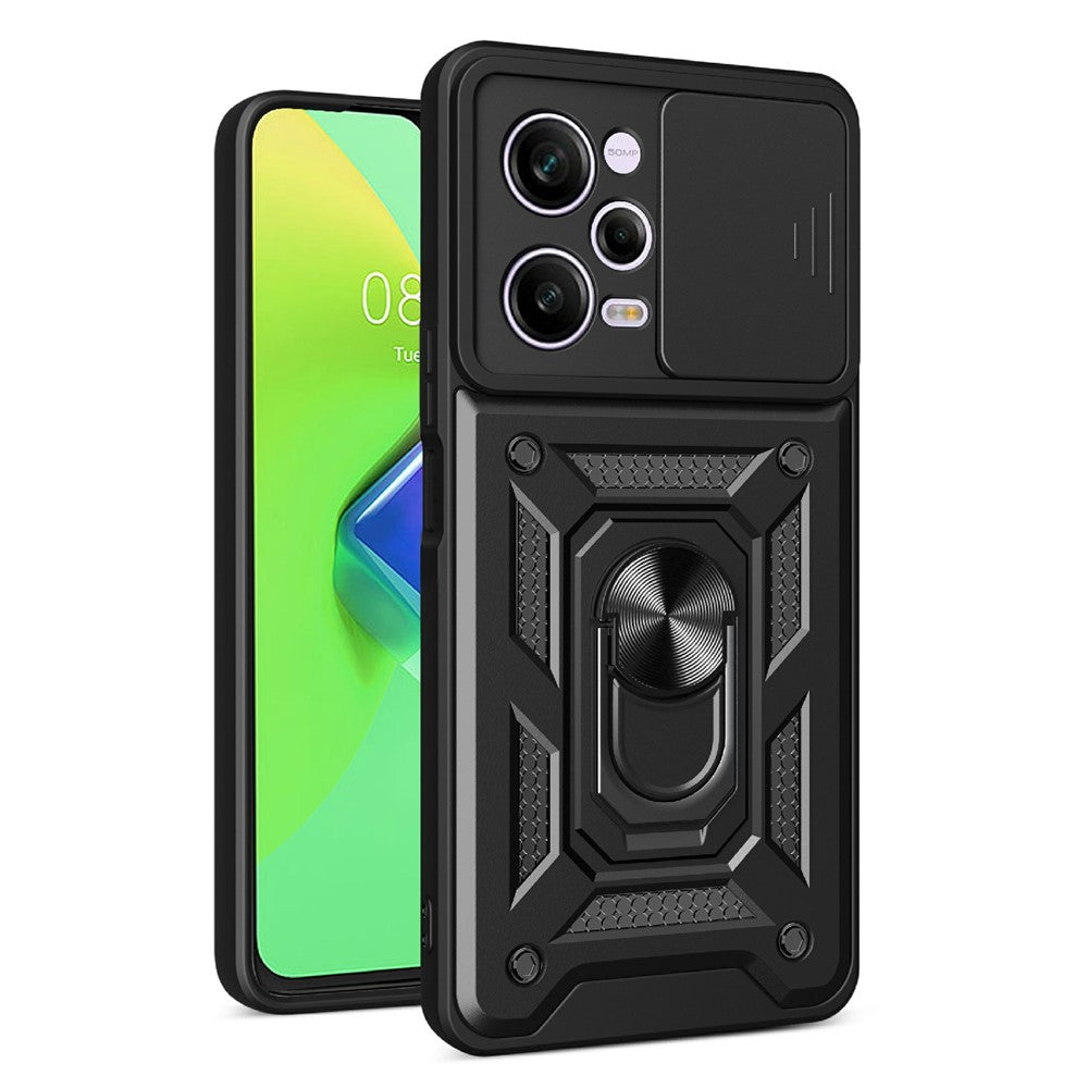 Xiaomi Redmi Note 12 Pro 5G Stödfunktion PC + TPU mobilskal Skjutbart Tryck-Pull Kameralinsskydd Skyddsskydd