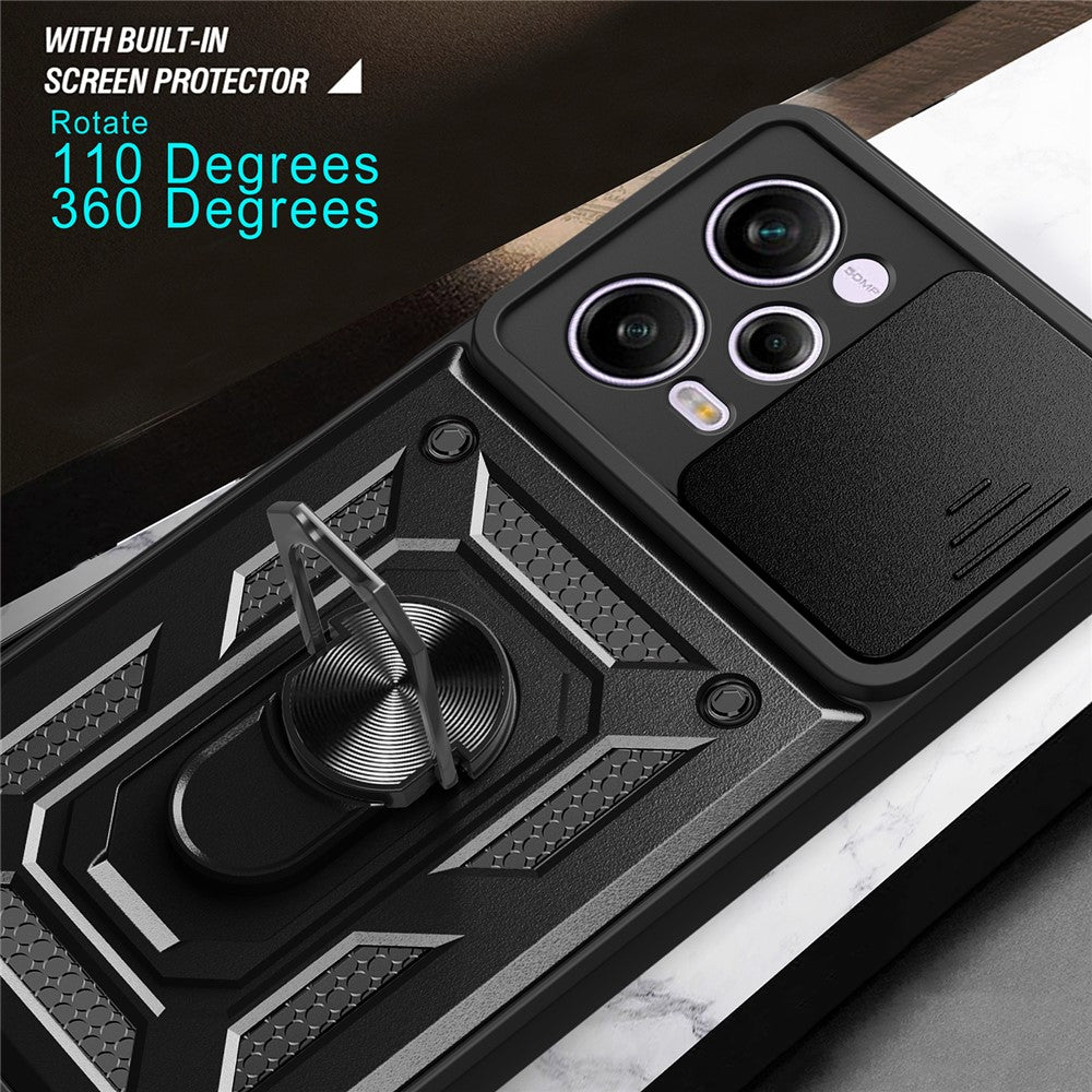 Xiaomi Redmi Note 12 Pro 5G Stödfunktion PC + TPU mobilskal Skjutbart Tryck-Pull Kameralinsskydd Skyddsskydd