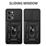 Xiaomi Redmi Note 12 Pro 5G Stödfunktion PC + TPU mobilskal Skjutbart Tryck-Pull Kameralinsskydd Skyddsskydd