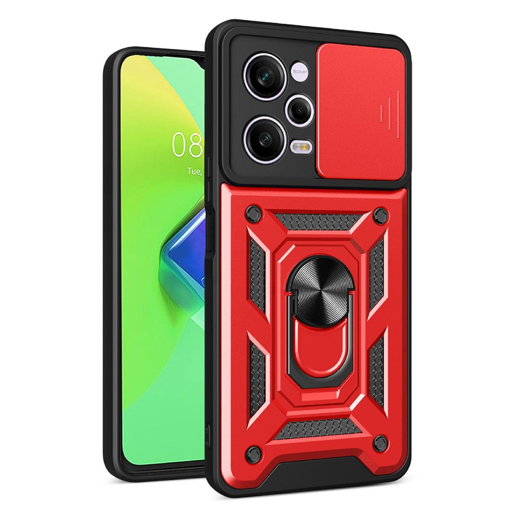 Xiaomi Redmi Note 12 Pro 5G Stödfunktion PC + TPU mobilskal Skjutbart Tryck-Pull Kameralinsskydd Skyddsskydd
