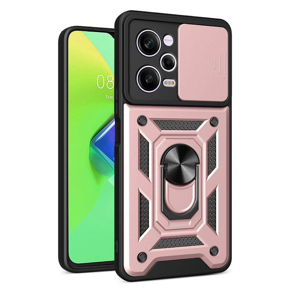 Xiaomi Redmi Note 12 Pro 5G Stödfunktion PC + TPU mobilskal Skjutbart Tryck-Pull Kameralinsskydd Skyddsskydd