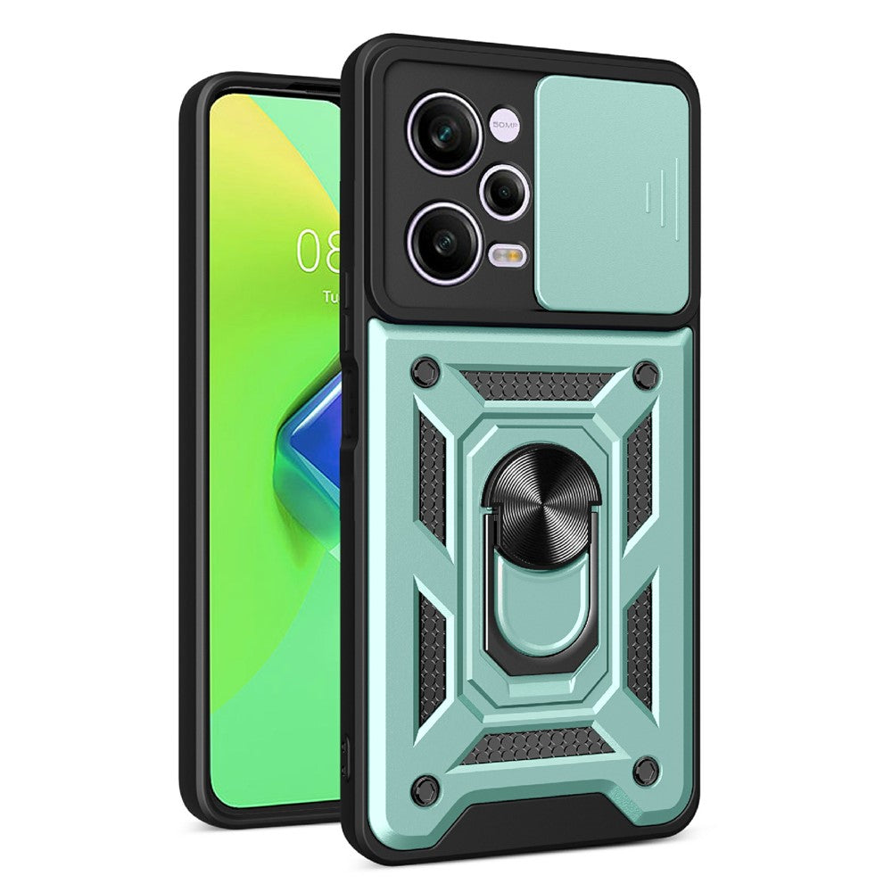 Xiaomi Redmi Note 12 Pro 5G Stödfunktion PC + TPU mobilskal Skjutbart Tryck-Pull Kameralinsskydd Skyddsskydd