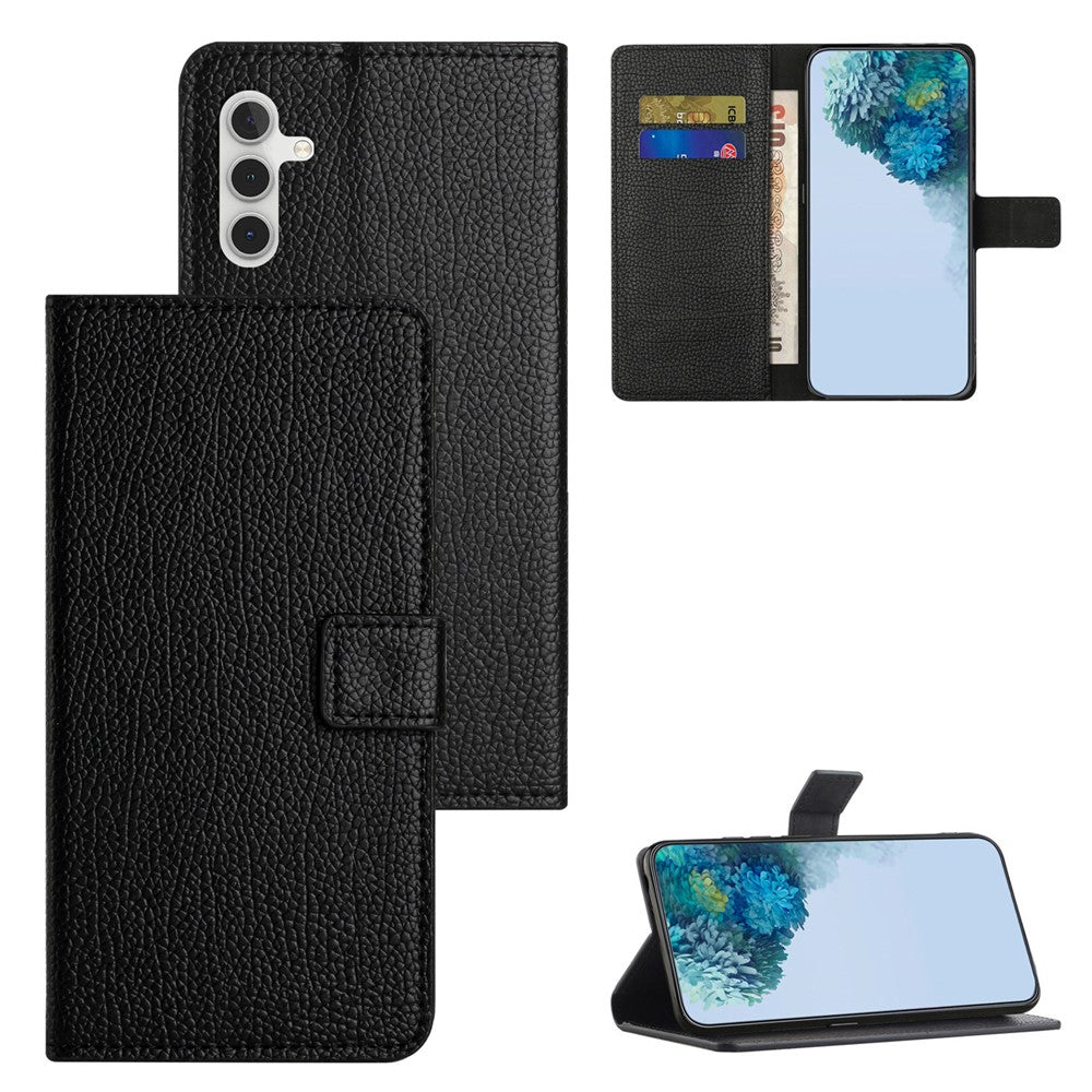 For Samsung Galaxy A24 4G (162.1 x 77.6 x 8.3mm) Litchi Texture Phone Case Stand Wallet Leather Phone Cover
