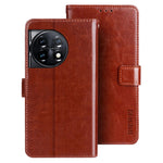 IDEWEI For OnePlus 11 5G Stand Crazy Horse Texture Wallet Cover Anti-Scratch PU Leather Phone Flip Case