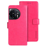 IDEWEI For OnePlus 11 5G Stand Crazy Horse Texture Wallet Cover Anti-Scratch PU Leather Phone Flip Case