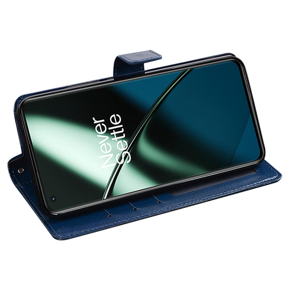 IDEWEI För OnePlus 11 5G Magnetisk Stängning Plånboksfodral Crazy Horse Textur Stativ PU Läder mobilskal