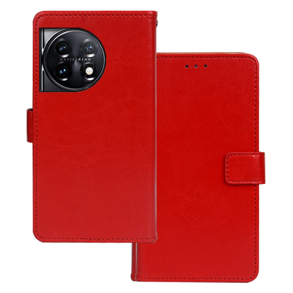 IDEWEI För OnePlus 11 5G Magnetisk Stängning Plånboksfodral Crazy Horse Textur Stativ PU Läder mobilskal