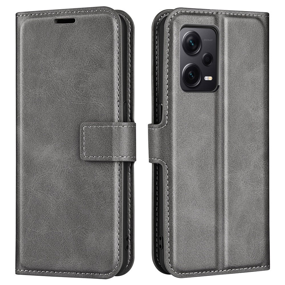 Xiaomi Redmi Note 12 Pro+ 5G mobilskal Kalvstruktur Stativ Plånboksfodral