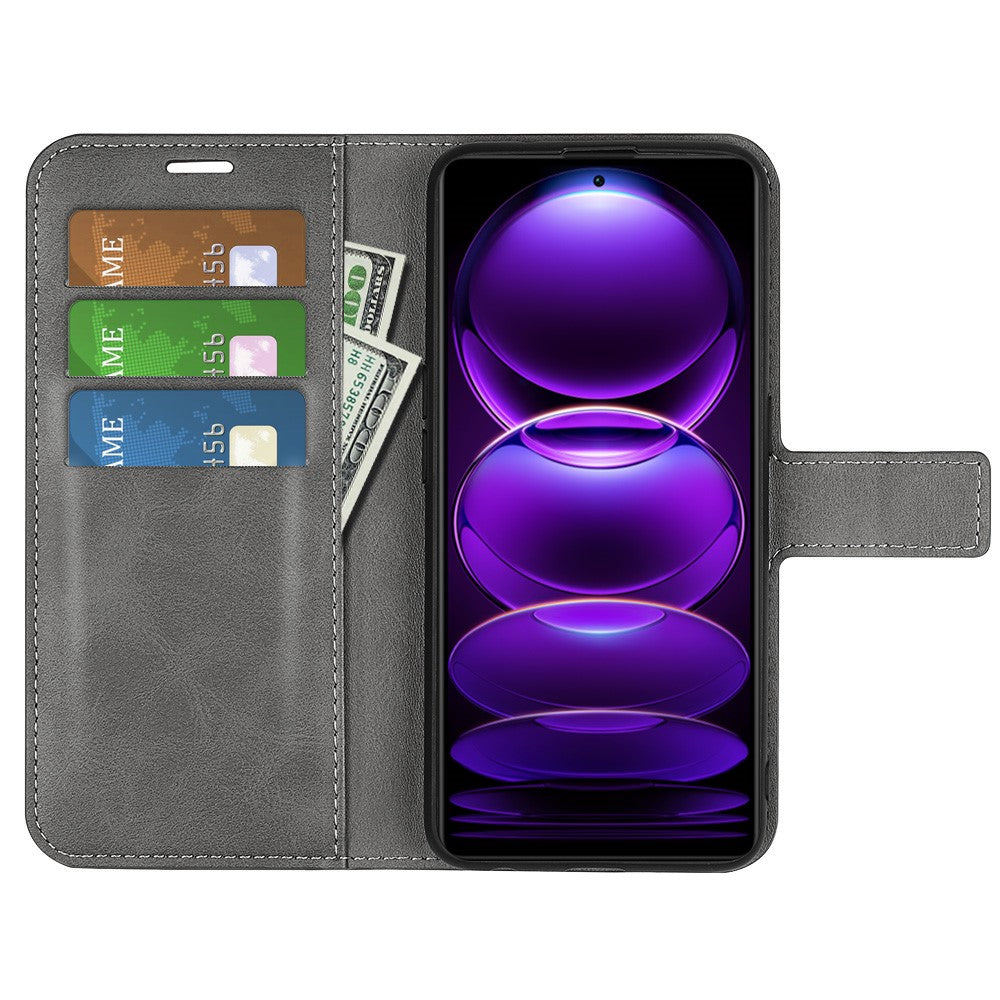 For Xiaomi Redmi Note 12 Pro+ 5G Phone Case Calf Texture Stand Wallet Cover