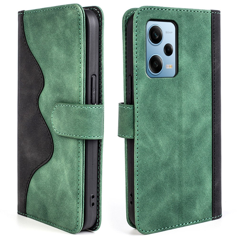 For Xiaomi Redmi Note 12 Pro 5G / Note 12 Pro Speed 5G / Poco X5 Pro 5G Dual Color Splicing Wallet Stand PU Leather Cover