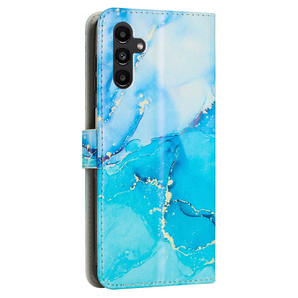 Til Samsung Galaxy A34 5G Læder Telefoncover Stativ Pung Marmor Mønster Telefonetui med Rem