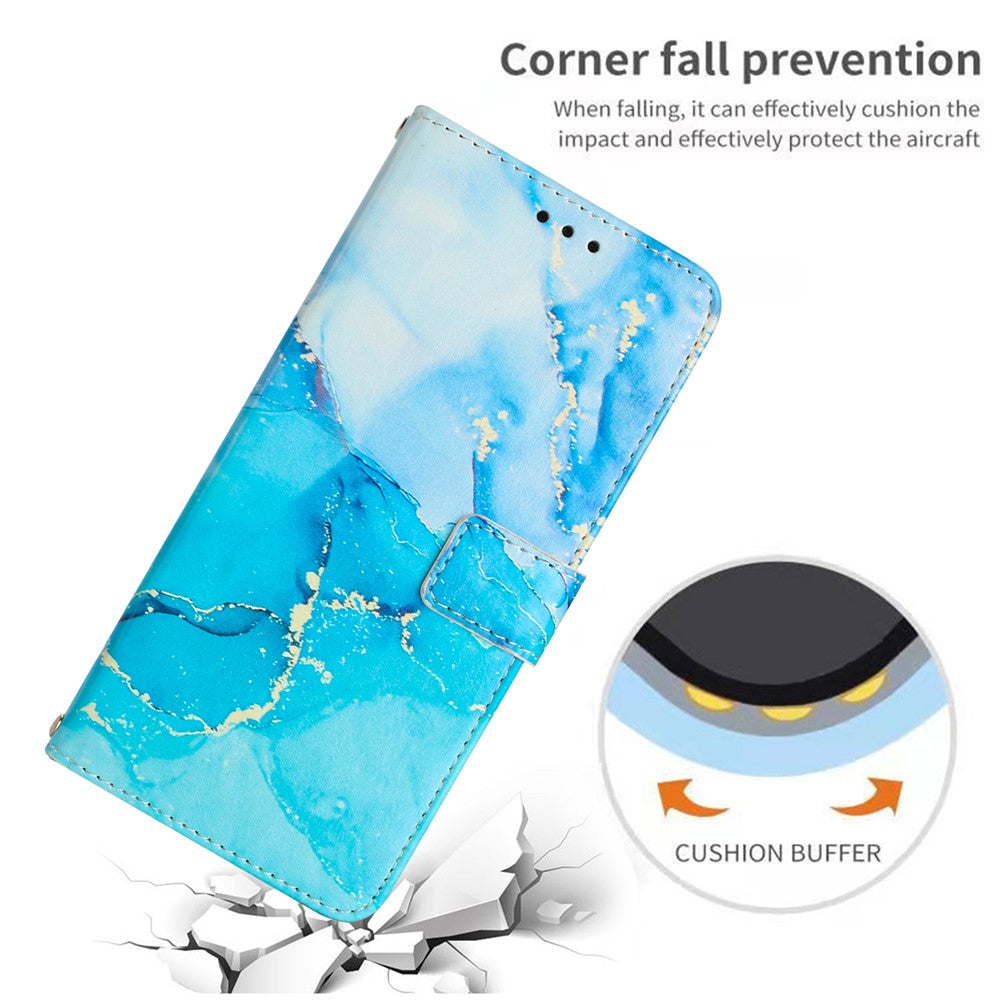 Til Samsung Galaxy A34 5G Læder Telefoncover Stativ Pung Marmor Mønster Telefonetui med Rem