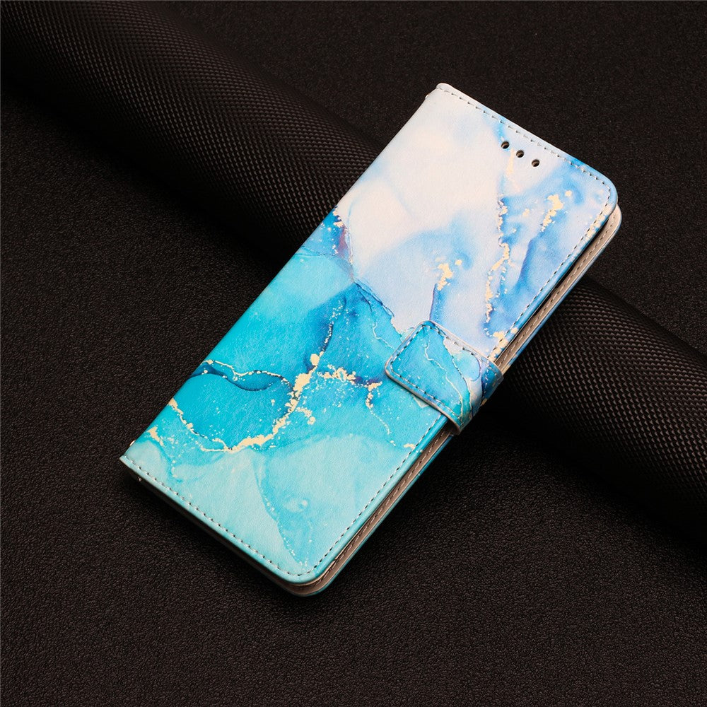 Til Samsung Galaxy A34 5G Læder Telefoncover Stativ Pung Marmor Mønster Telefonetui med Rem