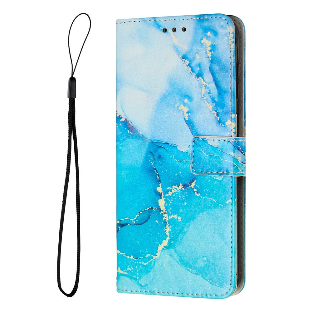 Til Samsung Galaxy A34 5G Læder Telefoncover Stativ Pung Marmor Mønster Telefonetui med Rem