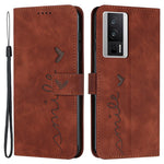 For Xiaomi Poco F5 Pro 5G / Redmi K60 Pro 5G / K60 5G Phone Stand Case PU Leather Imprinted Heart Shape Wallet Phone Cover with Strap