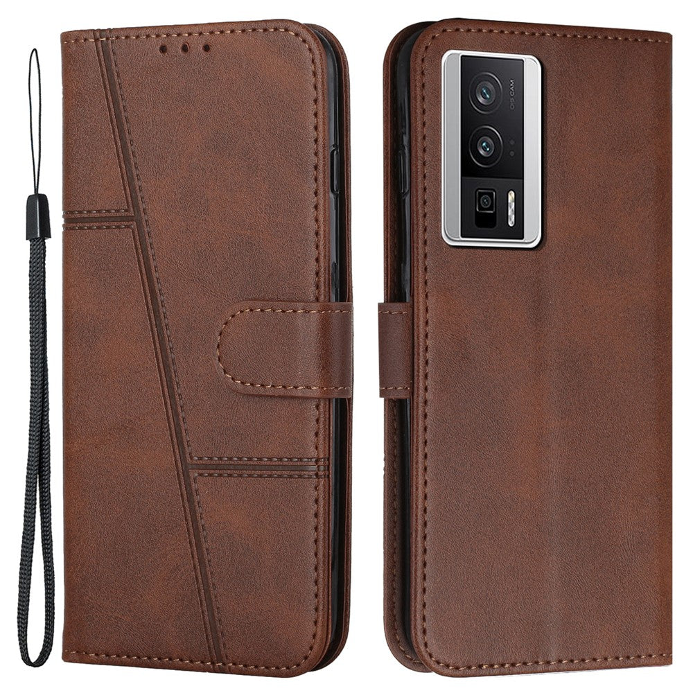 For Xiaomi Poco F5 Pro 5G / Redmi K60 Pro 5G / K60 5G Protective Phone Cover Stand Wallet Leather Cell Phone Case with Strap