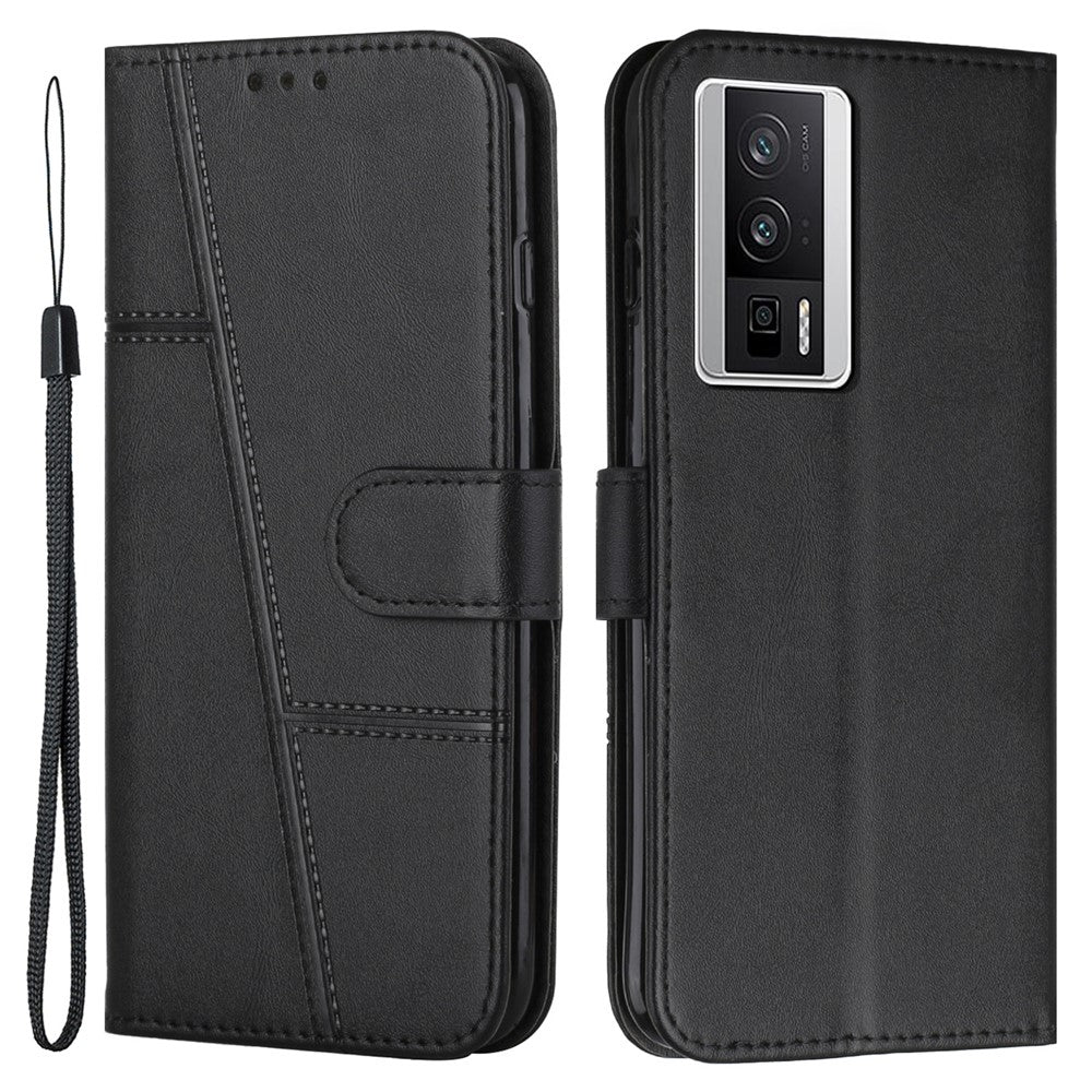 For Xiaomi Poco F5 Pro 5G / Redmi K60 Pro 5G / K60 5G Protective Phone Cover Stand Wallet Leather Cell Phone Case with Strap