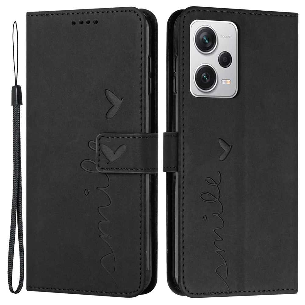 Xiaomi Redmi Note 12 Pro 5G / Note 12 Pro Speed 5G / Poco X5 Pro 5G mobilskal Hjärtformat Stativ Plånbok Läderfodral med Rem