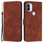 For Xiaomi Redmi A1+ 4G / A2+ 4G / Poco C50 4G PU Leather Phone Wallet Case Imprinted Heart Shape Stand Phone Cover with Strap