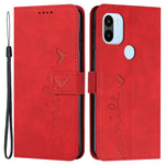 For Xiaomi Redmi A1+ 4G / A2+ 4G / Poco C50 4G PU Leather Phone Wallet Case Imprinted Heart Shape Stand Phone Cover with Strap