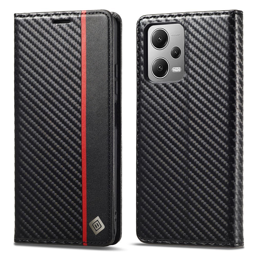 LC.IMEEKE För Xiaomi Poco X5 Pro 5G / Redmi Note 12 Pro 5G / Note 12 Pro Speed 5G Kolfibertextur Läder Plånboksfodral Fallskyddande Stativfodral