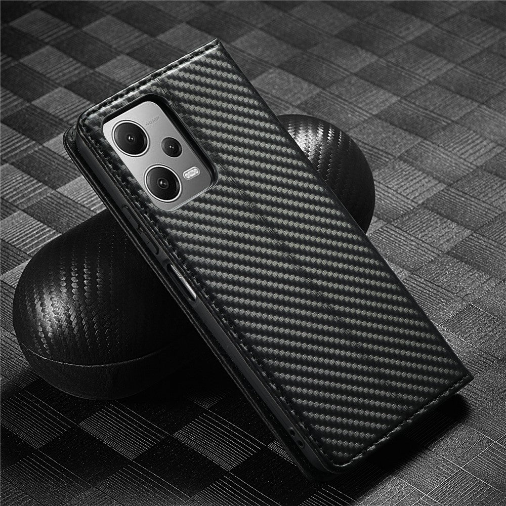LC.IMEEKE För Xiaomi Poco X5 Pro 5G / Redmi Note 12 Pro 5G / Note 12 Pro Speed 5G Kolfibertextur Läder Plånboksfodral Fallskyddande Stativfodral