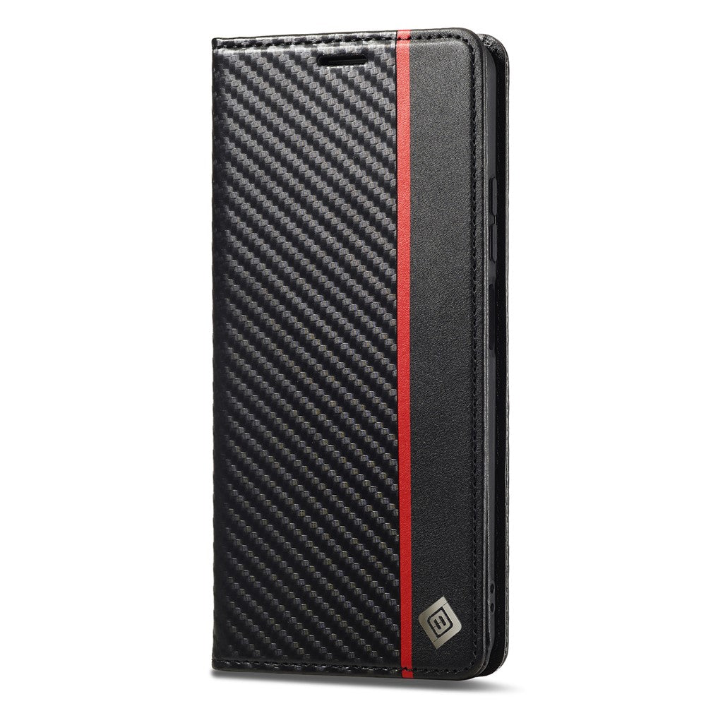 LC.IMEEKE För Xiaomi Poco X5 Pro 5G / Redmi Note 12 Pro 5G / Note 12 Pro Speed 5G Kolfibertextur Läder Plånboksfodral Fallskyddande Stativfodral