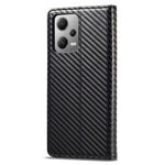 LC.IMEEKE För Xiaomi Poco X5 Pro 5G / Redmi Note 12 Pro 5G / Note 12 Pro Speed 5G Kolfibertextur Läder Plånboksfodral Fallskyddande Stativfodral