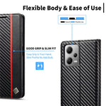 LC.IMEEKE För Xiaomi Poco X5 Pro 5G / Redmi Note 12 Pro 5G / Note 12 Pro Speed 5G Kolfibertextur Läder Plånboksfodral Fallskyddande Stativfodral