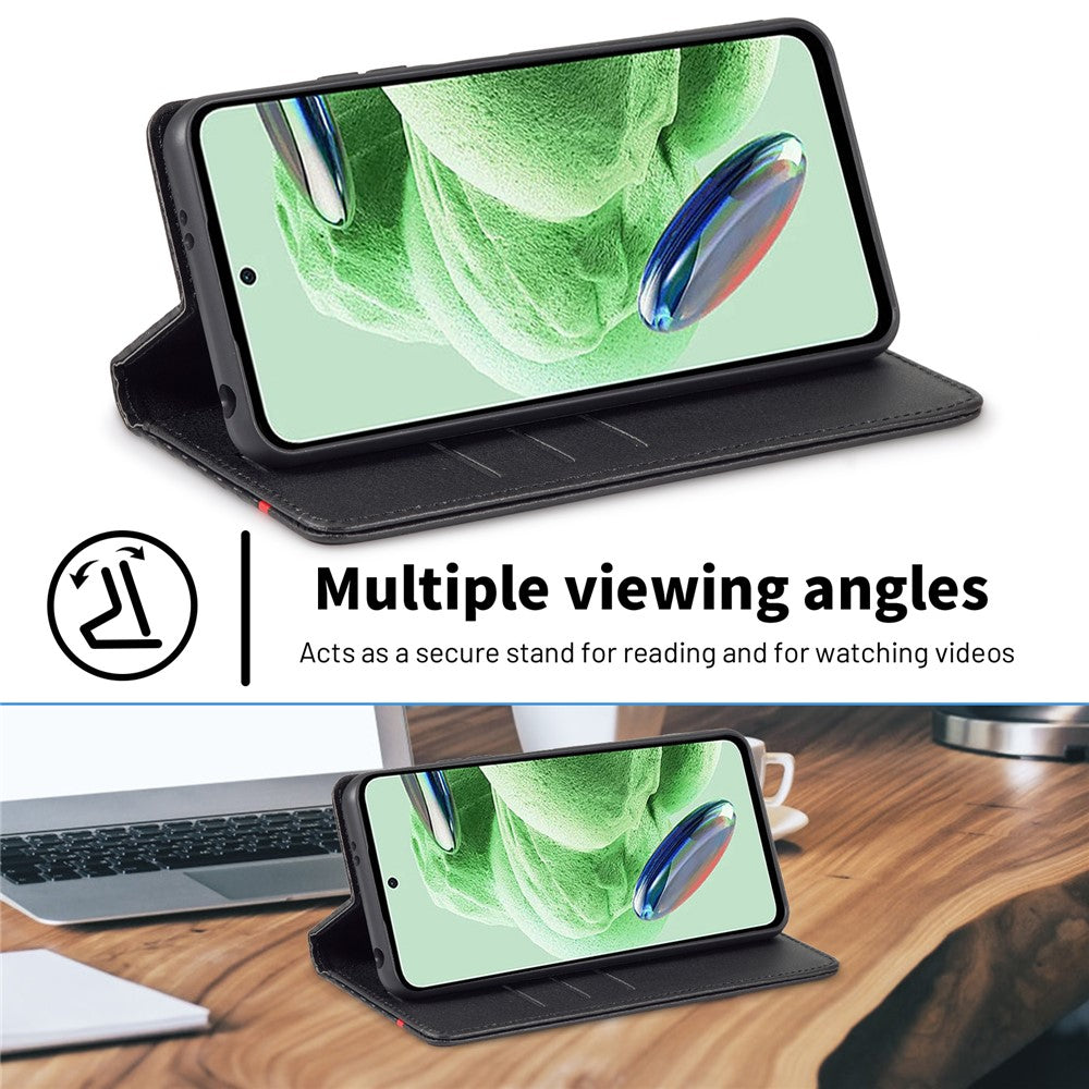 LC.IMEEKE För Xiaomi Poco X5 Pro 5G / Redmi Note 12 Pro 5G / Note 12 Pro Speed 5G Kolfibertextur Läder Plånboksfodral Fallskyddande Stativfodral