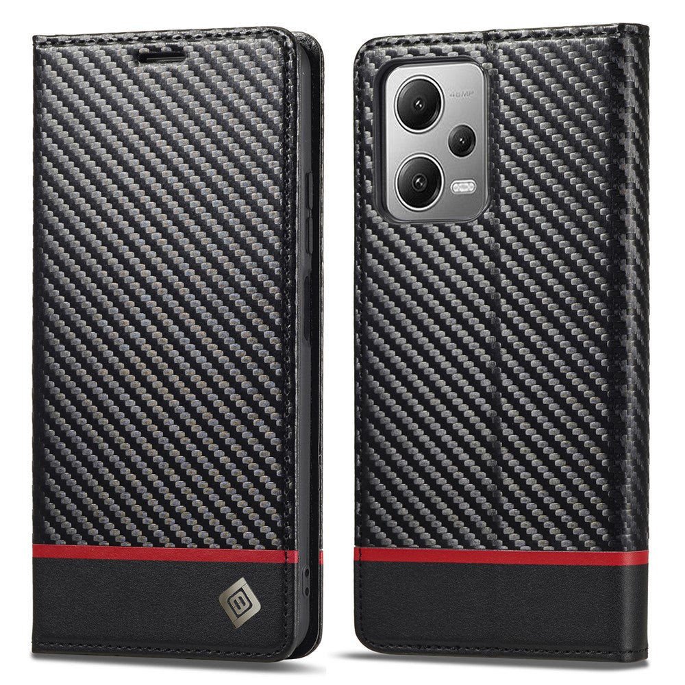 LC.IMEEKE För Xiaomi Poco X5 Pro 5G / Redmi Note 12 Pro 5G / Note 12 Pro Speed 5G Kolfibertextur Läder Plånboksfodral Fallskyddande Stativfodral
