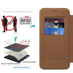 Magnetisk mobilcover til Samsung Galaxy S23, PU-læder + gennemsigtig TPU, RFID-blokerende flipcover med linsefilm