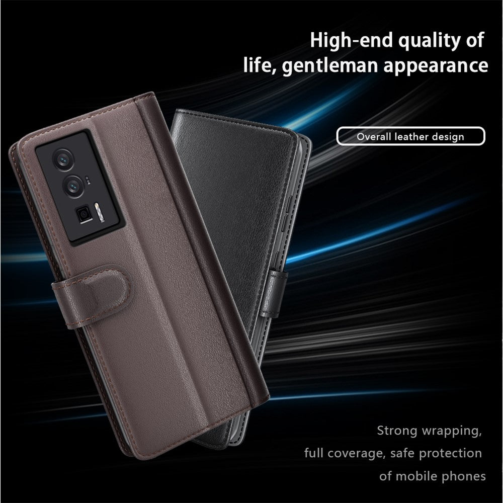 For Xiaomi Poco F5 Pro 5G / Redmi K60 Pro 5G / K60 5G Case Genuine Split Leather Phone Cover with Wallet Stand