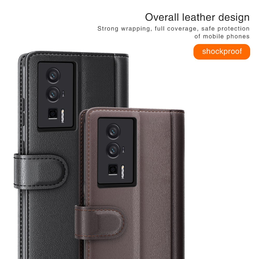 For Xiaomi Poco F5 Pro 5G / Redmi K60 Pro 5G / K60 5G Case Genuine Split Leather Phone Cover with Wallet Stand