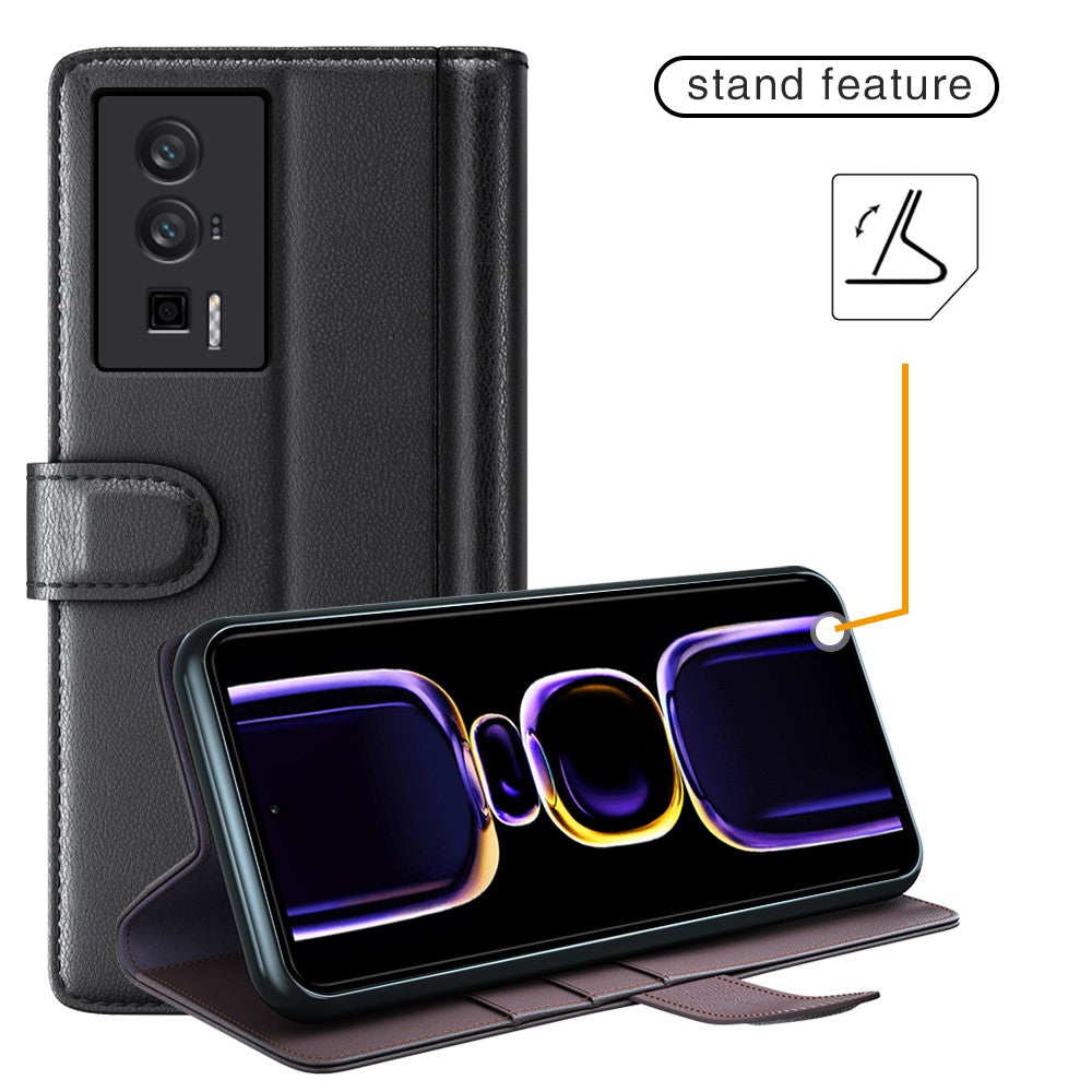 For Xiaomi Poco F5 Pro 5G / Redmi K60 Pro 5G / K60 5G Case Genuine Split Leather Phone Cover with Wallet Stand