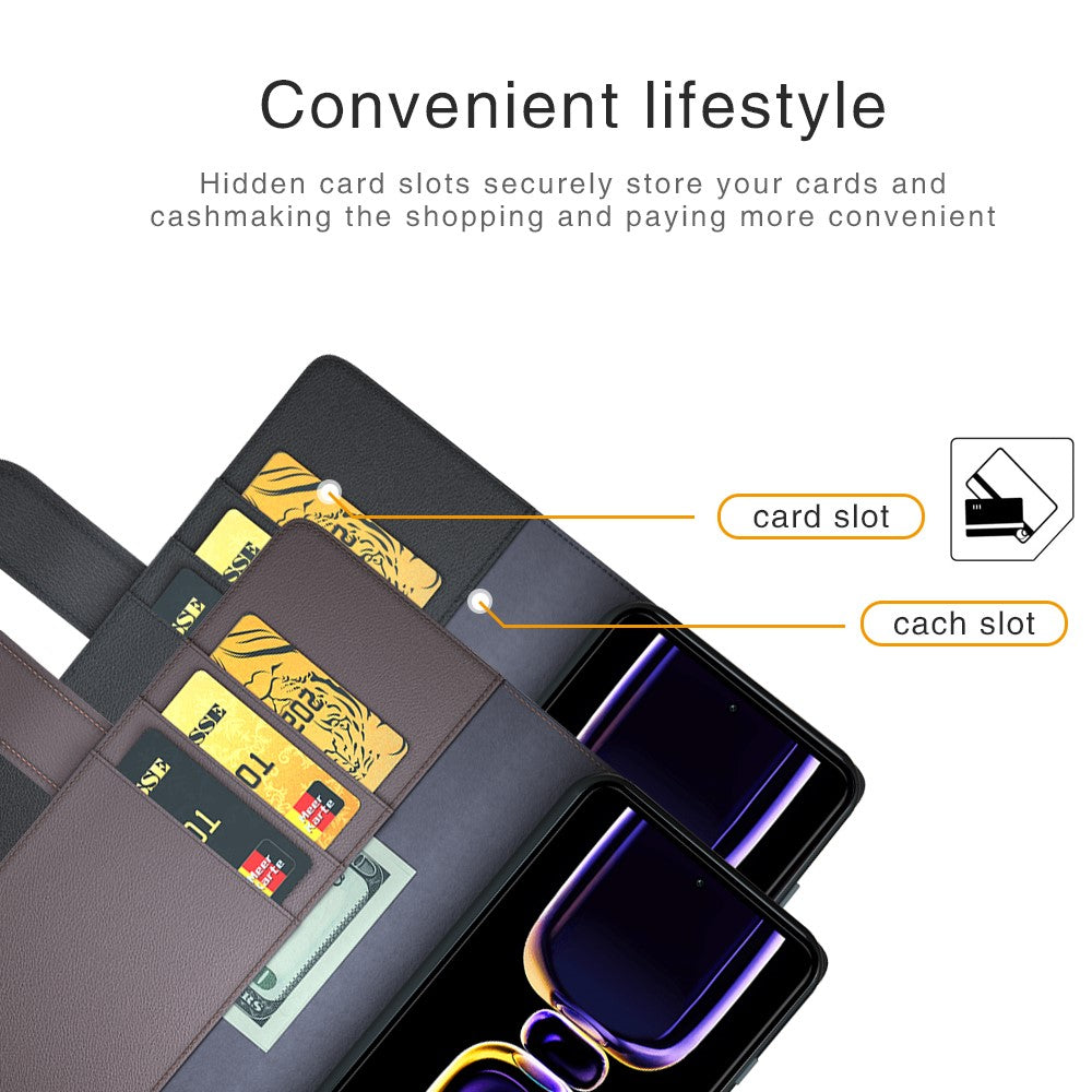 For Xiaomi Poco F5 Pro 5G / Redmi K60 Pro 5G / K60 5G Case Genuine Split Leather Phone Cover with Wallet Stand